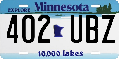 MN license plate 402UBZ
