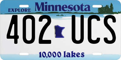 MN license plate 402UCS