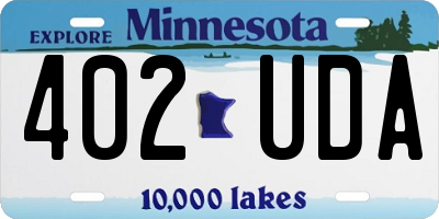 MN license plate 402UDA