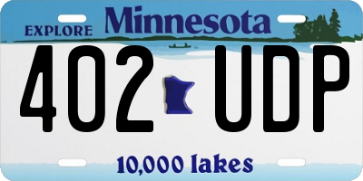 MN license plate 402UDP