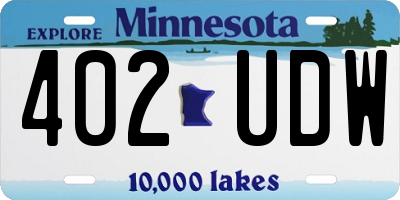 MN license plate 402UDW