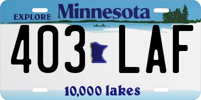 MN license plate 403LAF