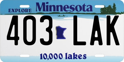 MN license plate 403LAK