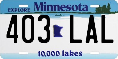 MN license plate 403LAL