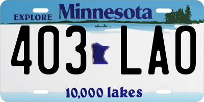 MN license plate 403LAO