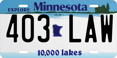 MN license plate 403LAW
