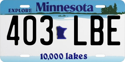 MN license plate 403LBE