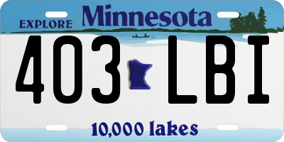 MN license plate 403LBI