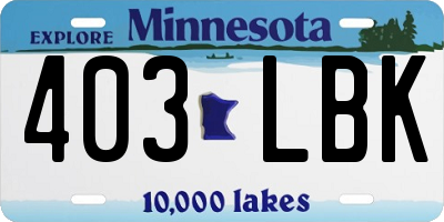 MN license plate 403LBK