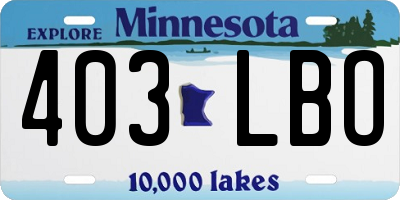 MN license plate 403LBO