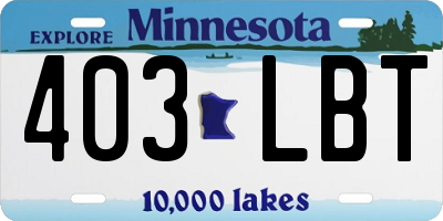 MN license plate 403LBT