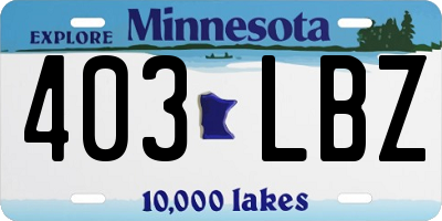 MN license plate 403LBZ