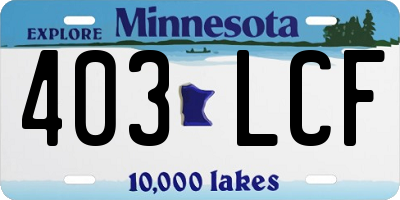 MN license plate 403LCF