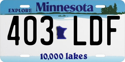 MN license plate 403LDF