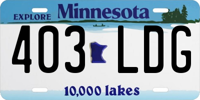 MN license plate 403LDG
