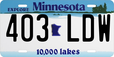 MN license plate 403LDW