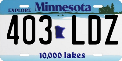 MN license plate 403LDZ