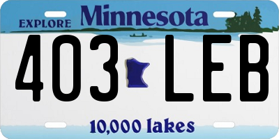 MN license plate 403LEB
