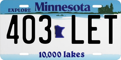 MN license plate 403LET