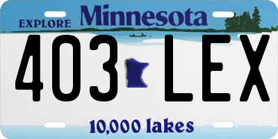 MN license plate 403LEX
