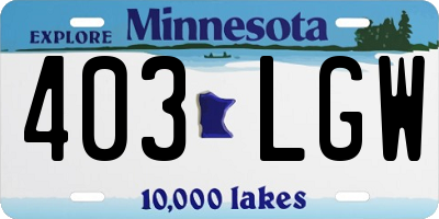 MN license plate 403LGW