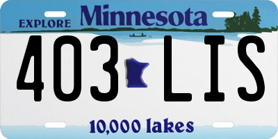 MN license plate 403LIS