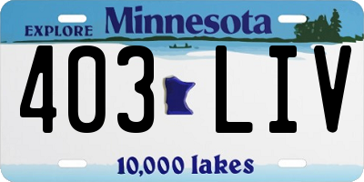 MN license plate 403LIV