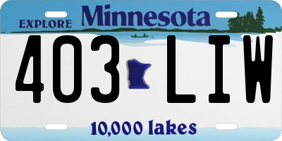 MN license plate 403LIW