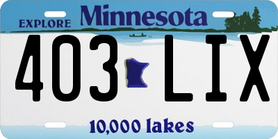 MN license plate 403LIX