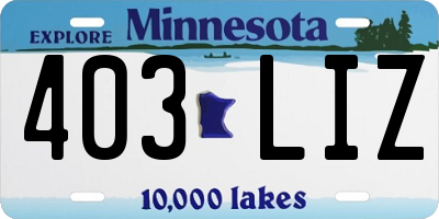 MN license plate 403LIZ