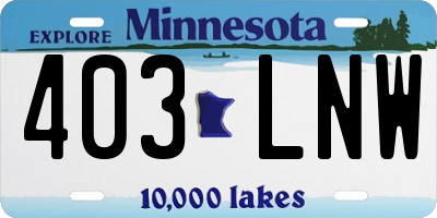 MN license plate 403LNW