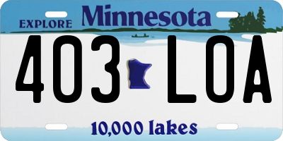 MN license plate 403LOA