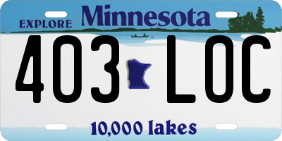 MN license plate 403LOC