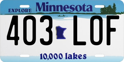 MN license plate 403LOF