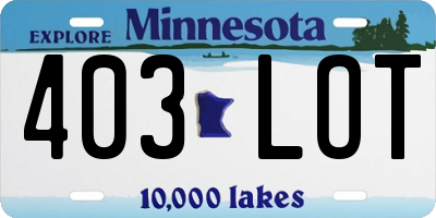 MN license plate 403LOT