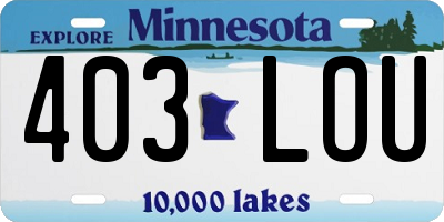 MN license plate 403LOU