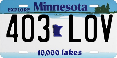 MN license plate 403LOV