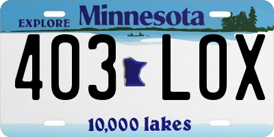 MN license plate 403LOX