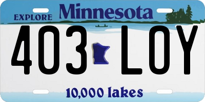 MN license plate 403LOY
