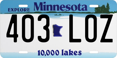 MN license plate 403LOZ