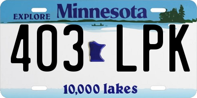 MN license plate 403LPK