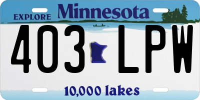 MN license plate 403LPW