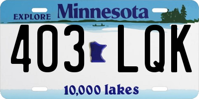 MN license plate 403LQK