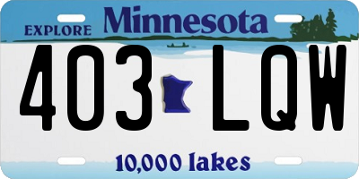 MN license plate 403LQW