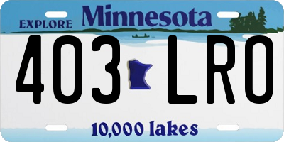 MN license plate 403LRO