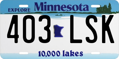 MN license plate 403LSK
