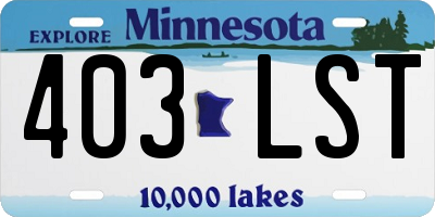 MN license plate 403LST