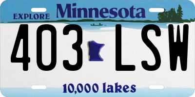 MN license plate 403LSW
