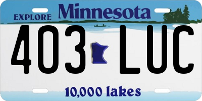 MN license plate 403LUC