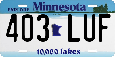 MN license plate 403LUF